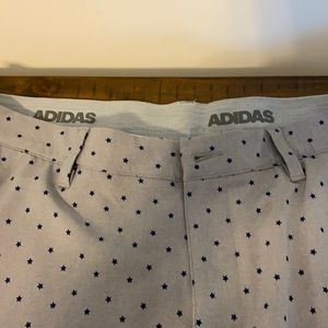 Adidas golf shorts grey with navy stars. Size 38 NWOT
